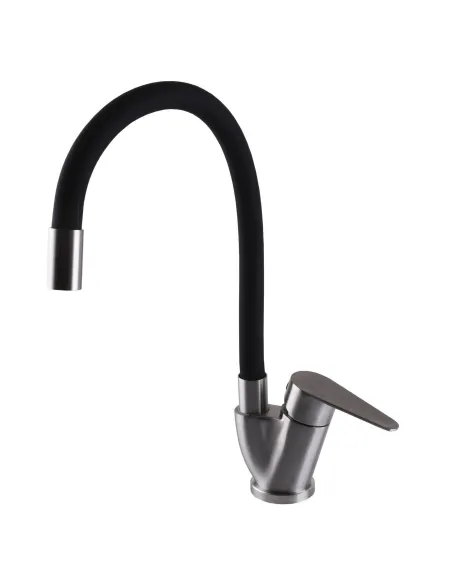 Смеситель для кухни MixMIRA MSM-203SB, боковой, черный, гофроизлив, нержавейка, на гайке - 2