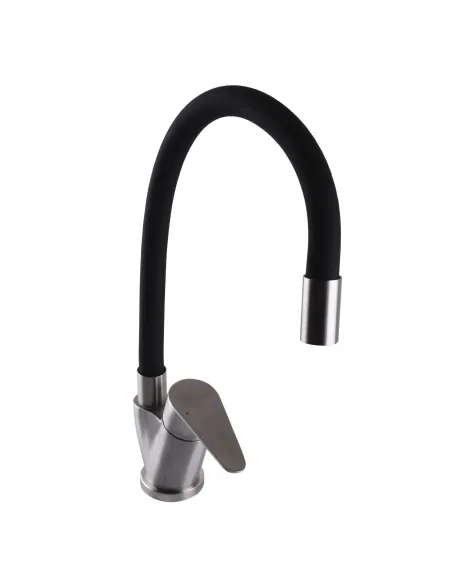 Смеситель для кухни MixMIRA MSM-203SB, боковой, черный, гофроизлив, нержавейка, на гайке - 3