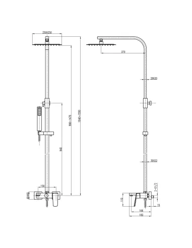 Душевая система с изливом Topaz Lexi TL 21102-H57-BL черный - 5