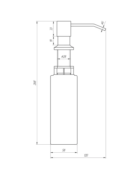 Дозатор для кухонной мойки Globus Lux SS8444, врезной, нержавеющая сталь - 2