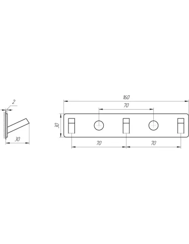 Планка з гачками Topaz TKB 9385-3, латунь - 4