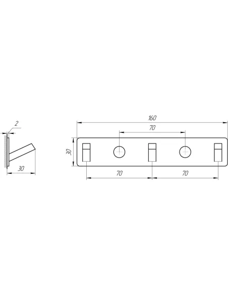 Планка з гачками Topaz TKB 9385-3, латунь - 4
