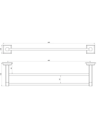 Полотенцедержатель Topaz TKB 9911/45 двойной, прямой, 45 см - 5