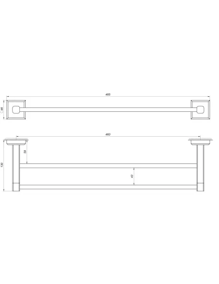 Полотенцедержатель Topaz TKB 9911/45 двойной, прямой, 45 см - 5