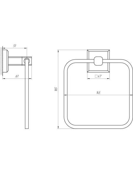 Тримач для рушників Topaz TKB 9913, квадратний, латунь - 4