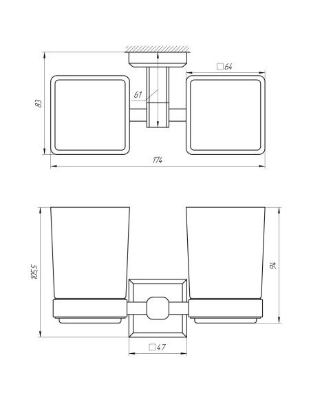Двойной квадратный стакан для ванной комнаты Topaz TKB 9928A - 5