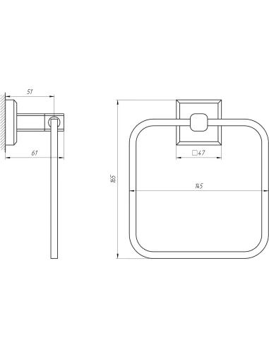 Полотенцедержатель квадратный Topaz TKB 9913-BL черный матовый - 3