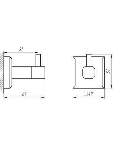 Гачок одинарний Topaz TKB 9915-BL, чорний, матовий, латунь - 4