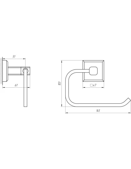 Тримач для туалетного паперу Topaz TKB 9916-BL, скоба, латунь, чорний - 2