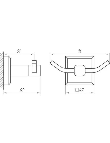Крючок для полотенец двойной Topaz TKB 9925-BL черный - 3