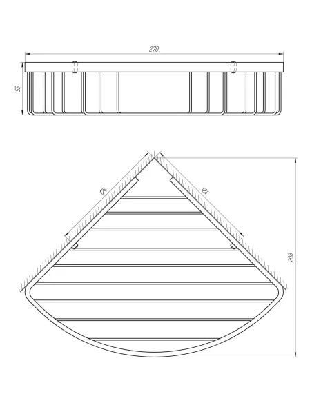 Полиця Topaz 4114, кутова, латунь - 4