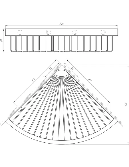 Полиця Topaz 4115-1, одинарна, сітка, кутова, хром - 3