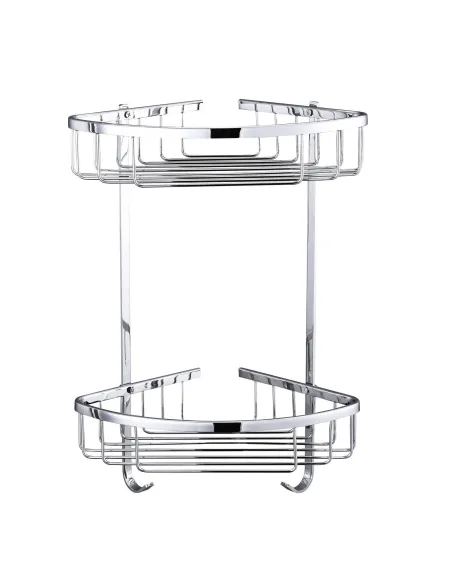 Двойная угловая полка для ванной с крючками Topaz 4124 - 1