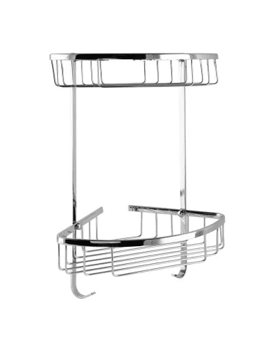 Двойная угловая полка для ванной с крючками Topaz 4124 - 2