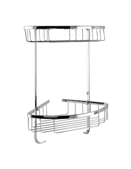 Двойная угловая полка для ванной с крючками Topaz 4124 - 2