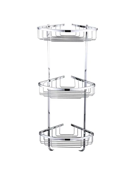 Полиця Topaz 4134, потрійна, кутова, з гачками, латунь - 1