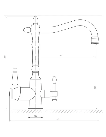 Смеситель для кухни с подключением к фильтру под осмос Globus Lux Lazer GLLR-1000-9-Bronze бронзовый - 5