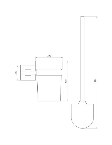 Йоржик для унітазу Globus Lux BQ9429A, настінний, чорний, матовий - 4