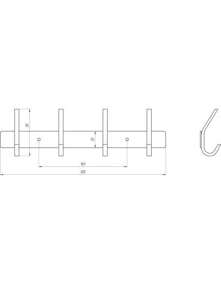 Планка с двойными крючками из нержавеющей стали Globus Lux BQ9435-4 черная - 5