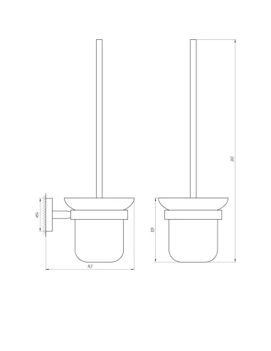 Настенный ершик для унитаза из нержавеющей стали Globus Lux BS8429A черный, матовое стекло - 5