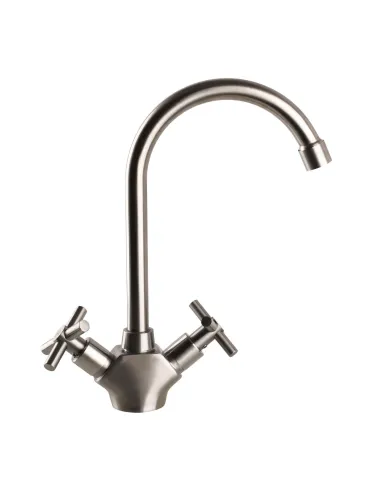Змішувач для кухні Globus Lux Dukat SD2-203 нержавіюча сталь, двовентильний - 3
