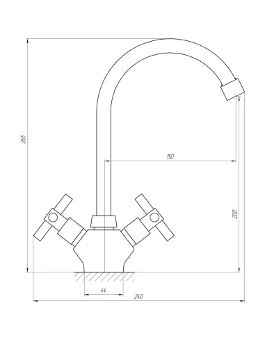 Змішувач для кухні Globus Lux Dukat SD2-203 нержавіюча сталь, двовентильний - 4