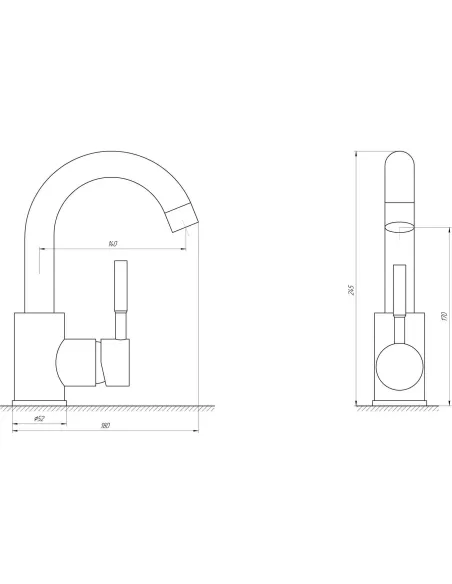 Змішувач для умивальника Globus Lux Alpen SBT1-101S-BB нержавіюча сталь, чорний матовий - 4