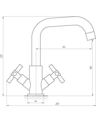 Двухвентильный смеситель для умывальника из нержавеющей стали Globus Lux Dukat SD4-101S - 4