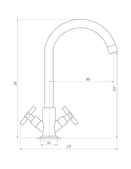 Смеситель для кухни двухвентильный Globus Lux Dukat SD4-203 нержавеющая сталь - 4