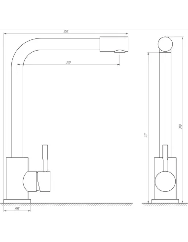 Змішувач для кухні Globus Lux Alpen SUS-403-BB нержавіюча сталь, чорний матовий - 5