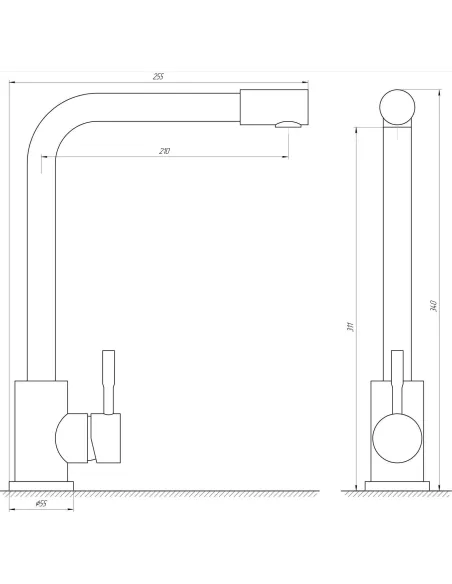 Змішувач для кухні Globus Lux Alpen SUS-403-BB нержавіюча сталь, чорний матовий - 5