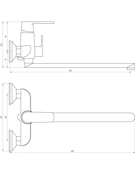 Смеситель для ванны с душем Globus Lux Laguna GLA-0208-10-BB, латунь, черный - 6