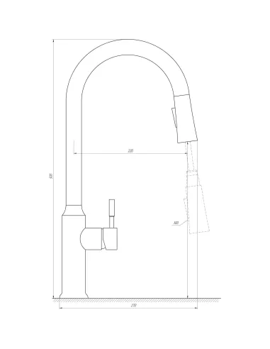 Смесители для кухни с выдвижным изливом Globus Lux Alpen SBT1-2033-BB нержавеющая сталь, черный - 5
