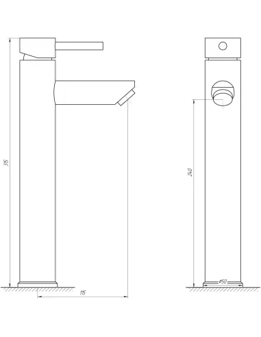 Змішувач для умивальника Globus Lux Alpen SBT1-201-BB, нержавіюча сталь, чорний - 5