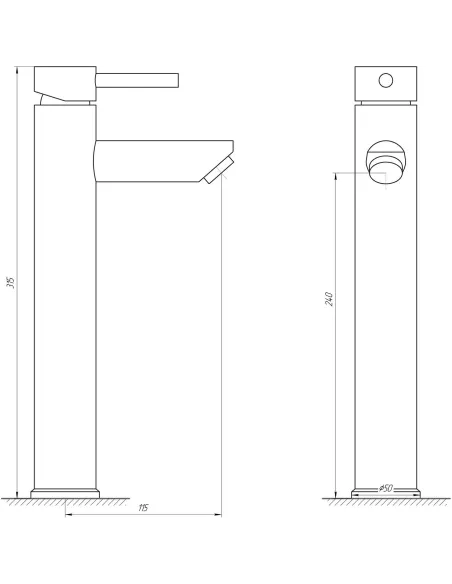 Змішувач для умивальника Globus Lux Alpen SBT1-201-BB, нержавіюча сталь, чорний - 5