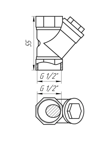 Фільтр грубого очищення Solomon 8012, кутовий, бронза, 1/2 дюйма, з вушком - 3