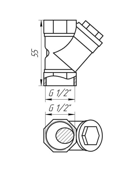 Фільтр грубого очищення Solomon 8012, кутовий, бронза, 1/2 дюйма, з вушком - 3 Фільтр грубого очищення Solomon 8012, кутовий, бронза, 1/2 дюйма, з вушком - 3
