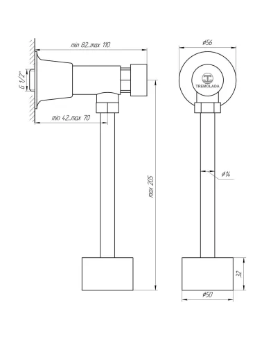 Кран-дозатор для писсуара Tremolada-316, 1/2 дюйма - 4