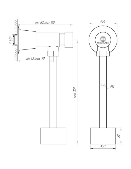 Кран-дозатор для писсуара Tremolada-316, 1/2 дюйма - 4