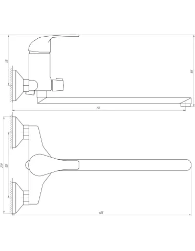 Змішувач для ванни Bravo Comfort BF-208 довжина гуся 350 мм, Euro - 4
