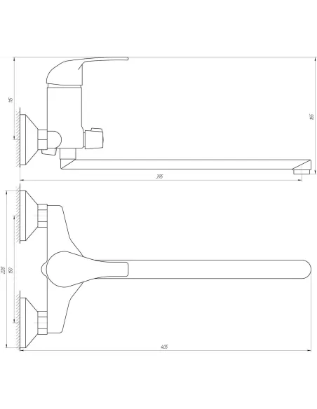 Смеситель для ванны Bravo Comfort BF-208 длина гусака 350 мм, Euro - 4
