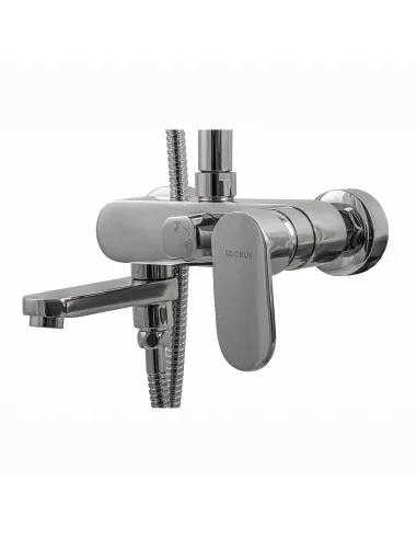 Душова система Globus Lux Prizma DS0010 (лійка тропік, жорстка стійка, м`яка стійка с лійкою, змішувач), з гусаком - 4