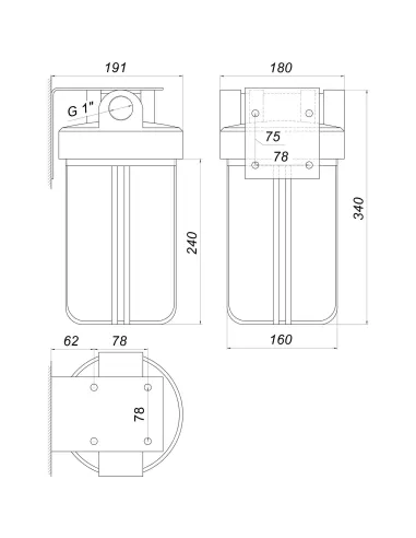 Бытовой фильтр-колба Bio+ systems Big Blue SL10-BB 1 дюйм - 4