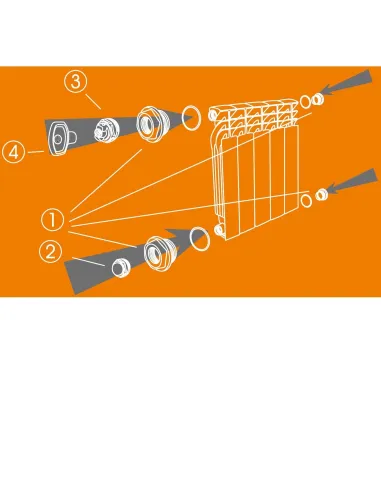 Комплект футорок секционного радиатора Cristal NR-2011 1/2 дюйма HT-404 - 5
