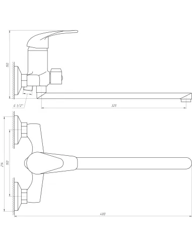 Смеситель для ванны с душем Ecomix Energo E-GEZ-208 Euro переключатель - 5