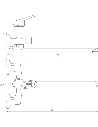 Змішувач для ванни Ecomix Energo M-GEM-208 (діаметр фільтра 40, довгий гусак, Euro перемикач) - 5