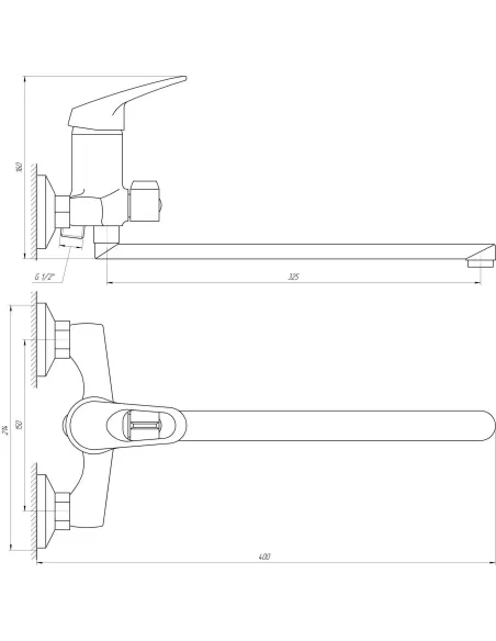 Змішувач для ванни Ecomix Energo M-GEM-208 (діаметр фільтра 40, довгий гусак, Euro перемикач) - 5