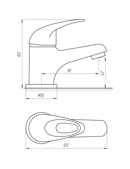 Змішувач для умивальника Ecomix Elit EM-101 (моноліт, шпилька) - 5
