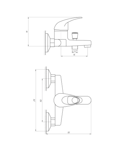 Смеситель для ванны Ecomix Elit EM-102 монолит - 5