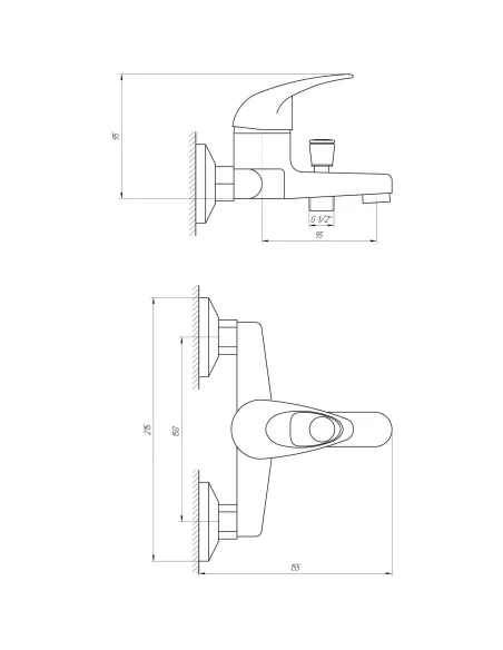 Смеситель для ванны Ecomix Elit EM-102 монолит - 5
